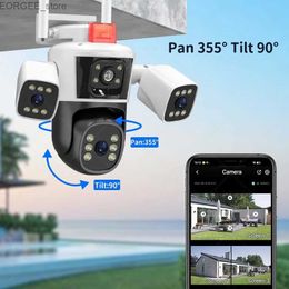 Other CCTV Cameras 6K 12MP WiFi Camera Outdoor Three Lens Three Screen PTZ CCTV Waterproof Video Surveillance CCTV Y240403