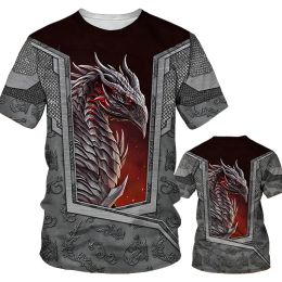 Leisure Dragons Pattern Printed Men's T Shirt Round Neck Loose Tops Breathable Comfortable Summer Oversized y2k Clothes For Men