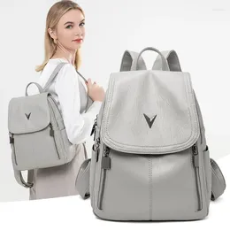 School Bags Leather Women Backpacks Ladies Travel Bagpack Girl's Female