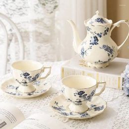 Cups Saucers Floral Europe Afternoon Tea Cup Set Ceramic Mug Coffee With Plate Vintage Porcelain Luxury Kettle Home Decoration
