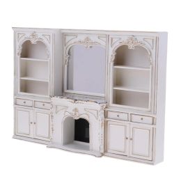 1:12 Dollhouse Miniature Fireplace for Landscape Decor Gift Window Display Wooden Furniture Miniature Storage Cabinet Model