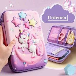 Bags Unicorn Pencil Case 3D EVA Embossing Pens Box Stationery Ruler Pouch for School Girl Erasers Holder Gift Bag Cute Organiser Pink