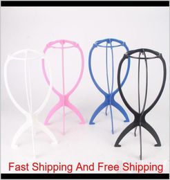 tripod stand for phone Wig Rosy Black Blue And White Colour Portable Folding Plastic Wig Hat Holder qylMDc hairclippersshop4717914