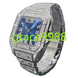 Luxury VVS Lab Grown Diamond Watch Affordable Iced Out Moissanite Tester Pass Diamonds Blue Dial Watches Wholesale Price