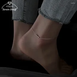 Anklets Fashion 925 Sterling Silver Bead Anklet Female Foot Chain Bling Bracelet For Women