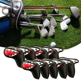 Clubs Cute Sharks Design With Number Golf Accessories, For Drivers Hybrids Putter Golf Club Head Cover Set, 9Pcs Golf Iron Headcover