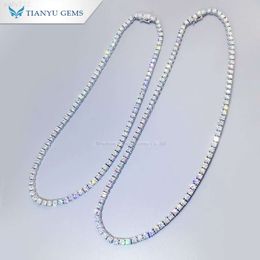 Tianyu gems pure white gold material 4.5mm moissanite diamonds tennis necklace