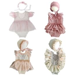 Photography 2Pcs/Set Baby Hat+Romper Jumpsuit Newborn Photography Props Infants Photo Costume Outfits