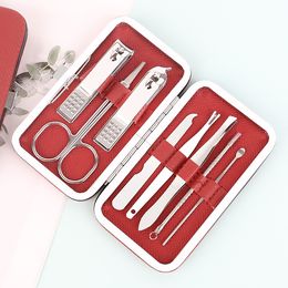 Leather box 8-piece nail clippers set sharp pedicure manicure nail clippers set gift beauty nail tools