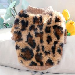 Dog Apparel Classic Leopard Clothes Pet Winter Sweatshirt Pullover Teddy Bichon Poodle Plush Two Legs Warm Puppy