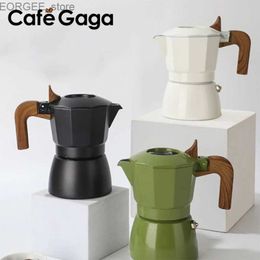 Coffee Makers Double valve Moka can espresso machine Cuban Stovetop high-temperature extraction coffee 100ML outdoor coffee accessories Y240403