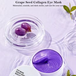 60 Stickers/30 Pairs Grape Seed Eye Patches Mask Hydrating Tighten Anti-Aging Moisturising Collagen Protein Remove Pouch Smooth