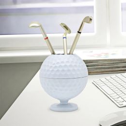 Golf Ball Pen Holder Set with 3 Golf Pens Novelty Gifts Aluminium Pen Office Desk Golf Bag Pencil Holder for Men Fathers gift