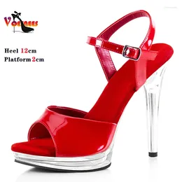 Sandals Women's With Heels 12cm Pole Dancing Practice Shoes Clear Thin Heel Transparent Crystal Platform Party Wedding