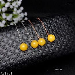 Dangle Earrings KJJEAXCMY Supporting Detection 925 Silver-inlaid Natural Gem Amber Woman's Ear Needle Line Earring Support