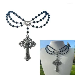 Pendant Necklaces Unique Crucifix Necklace Rosary Clavicle Chain Layered Choker Ornaments Pearl Beads Accessories