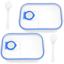 Dinnerware 2 Pcs Storage Holder Lightweight Bento Container Micro-wave Oven Camping Pp