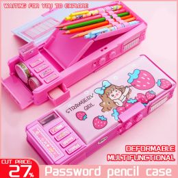 Cases Deformable Multifunctional Password Automatic Stationery Box Cute Highcapacity Pencil Case School Student Pencil Box Cartoon