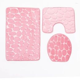 Bath Mats Non-slip Bathtub Side Floor Rug Shower Room Doormat Memory Foam Mat Toilet Lid Absorbent Washable 3-pcs