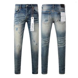 Women's Pants Purple Brand Jeans Fashion High Quality Street Distressed Blue Fashionable Repair Low Rise Tight Denim