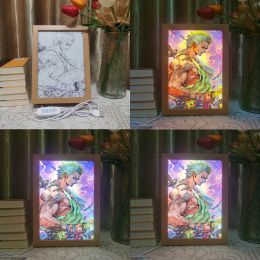 Hot Anime Led Photo Frame Lamp Genshin Impact Xiao Yoimiya Art Painting Design Night Light Attack Titan Home Decor Kid Room Gift