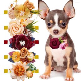 Dog Apparel 10PCS Flower Style Bowtie Thankgiving Day Small Cat Bow Tie Collar For Dogs Grooming Accessories Pet Supplies