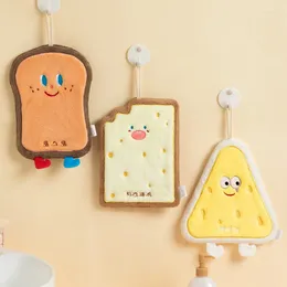 Towel 1Pcs Super Absorbent Hanging Hand Towels Bathroom Kitchen With Rope Coral Velvet Cute Cartoon