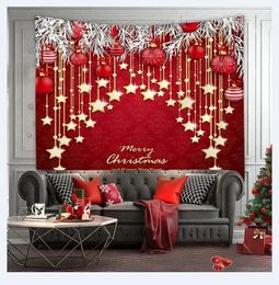 Tapestries Christmas Tree Print Tapestry Wall Hanging Background Cloth Decor Red Santa Claus Polyester Home Room Decoration