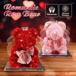 Decorative Flowers Est 40cm Hydrangeas Flower Teddy Bear Led Eternal Anniversary Valentine's Day Gifts Wedding Party Decors