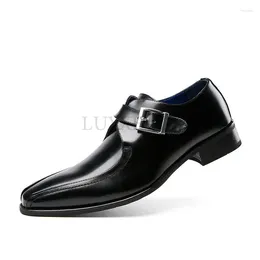 Dress Shoes Fashion European Leather Men Brown Monk Strap Formal Office Business Wedding Suit CZC10330