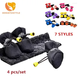 Dog Apparel DOGGYZSTYLE Waterproof 4 Pcs/set Pet Shoes Anti-slip Winter Reflective Rain Boots Suit Raincoat For Large Dogs Chihuahua