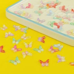 Internet-famous crystal glitter gradient Butterfly Nail resin accessories diy handmade material bag accessories nail decorations