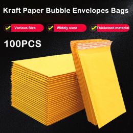 Pens 100pcs/lot Kraft Paper Bubble Envelopes Bags Mailers Padded Shipping Envelope with Bubble Mailing Bag Various Sizes Yellow