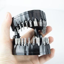 Upgraded Denture Drill Bit Holder Screwdriver Bit Set Denture Holder Holds Up to 28 Bits Teeth Model Design AR15 22 Dropship