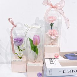 Gift Wrap PVC Transparent Rose Flower Box Plastic Cake Packaging Florist Wrapping Boxes DIY For Wedding Valentine's Day