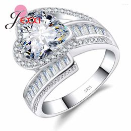 Cluster Rings Ture Love Heart Crystal For Women Gift Top Quality 925 Sterling Silver Needle Brand Jewellery Engagement Ring