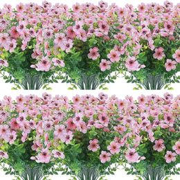 Decorative Flowers Artificial Pink Plastic Plants For Indoor Outdoor Decor Party With Decorations