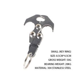 Accessories Stainless Steel Survival Folding Grappling Hook Outdoor Climbing Claw Multifunctional Carabiner Travel Rescue Tool Climbing Tool