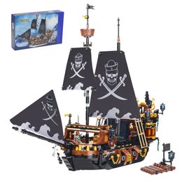 1328PCS Idea Black Pearl Pirate Ship Building Blocks Boat City DIY Bricks Toys with Figures Birthday Christmas Gift