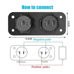 Quick Charge 3.0 Cigarette Lighter Outlet Waterproof 12V/24V Dual USB Car Socket with LED Voltmeter Touch Switch for Car RV Boat