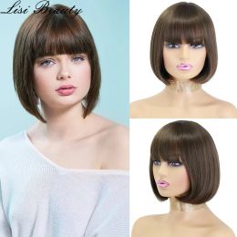 Wigs Short Bob With Bangs Cute Wig Synthetic Wigs New Style For Women Black Red Brown Blonde Cosplay Party Daily use Natural Hair