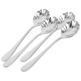 Coffee Scoops 4 Pcs Ice Tea Spoons Cute For Kids Small Shell Shaped Stainless Steel Mini
