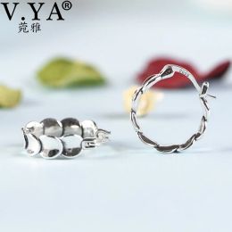 Earrings V.YA 925 Sterling Silver Hoop Earrings New Fish Scale Shaped Ear Ring Fashion Party Earrings for Women Jewellery