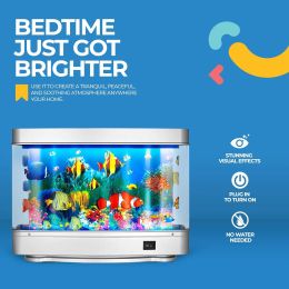 Artificial Tropical Fish Tank Lamp Decorative Sensory Aquarium Table Lamp Virtual Move Ocean Mood Night Light Room Decoration