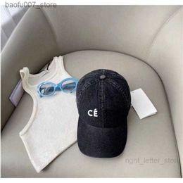 Top Caps 23SS Yaz Tasarımcı Şapka Marka Marka Tüm Detaylar Alfabe Sert Top Beyzbol Kapağı Kapağı Mens ve Kadın Moda Mavi Yıkanmış Denimq240403