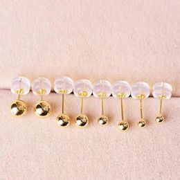 Stud Earrings MUZHI Real 18K Gold For Women Pure AU750 Simple Golden Ball Design Jindian Fashion Fine Jewelry Gift