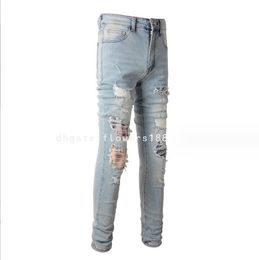 Men's Jeans 2024 Ripped Jeans Men Patch Slim Stretch Slim Skinny Pencil Pants Light Color Jeans Embroidered Jeans For Women Embroidered Jeans Men Embroidery Jeans