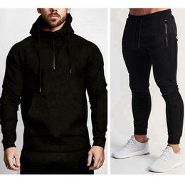 Men Running Sportswear Sets Sweatshirt Sweatpants Gym Fitness Pullover Hoodies Tops Pants Male Autumn Jogging Workout Tracksuits 240315