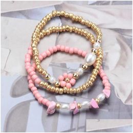 Charm Bracelets Fashion Acrylic Seed Beaded Diy For Women Cute Bracelet Jewelry Faux Pearls Handmade Femme Accessories Drop Delivery Dhrq8