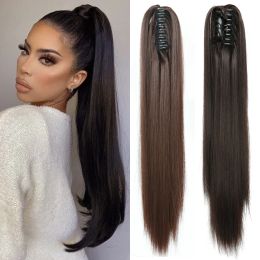Ponytails Ponytails LISI GIRL Synthetic Long Straight Claw Clip On Ponytail Hair Black Brown Pony Hairpiece For Women Daily Party